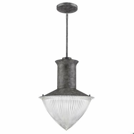 HOMEROOTS 21.5 x 16 x 16 in. Skylar 1-Light Ash Pendant with Halophane Glass Shade 398229